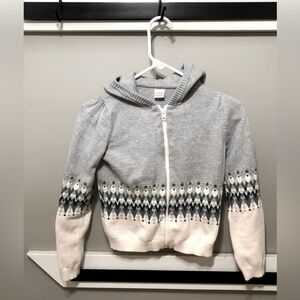 Gymboree Girls Fair Isle zip up hoodie grey sweater